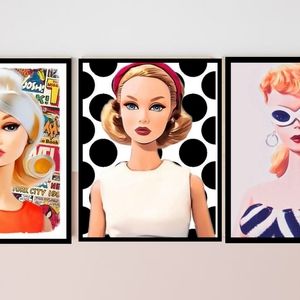 3 piece Poppy Parker Framed Barbie pop Art Design Groovy Wall decor